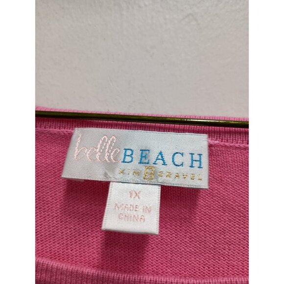 Belle Kim Gravel Beach Womens Sweater Size 1X Pink Yellow Ombre Pullover Casual - Picture 3 of 6